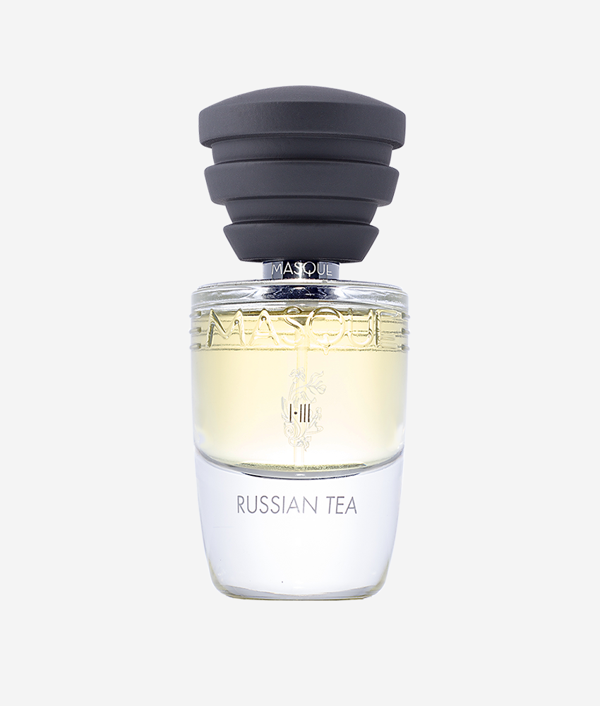 Masque Milano Russian Tea Unisex Perfume for Men and Women 2020 Fragrance Black Cap Clear Bottle