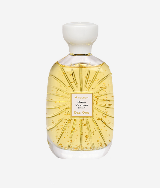 Atelier Des Ors Nuda Veritas Extrait Unisex Perfume for Men and Women 2020 Fragrance White Cap Gold Flakes in Perfume
