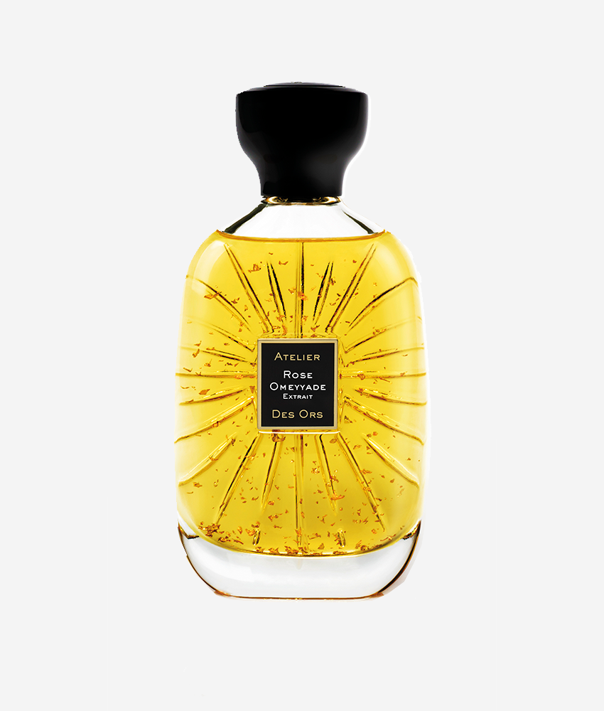 Atelier Des Ors Rose Omeyyade Extrait Unisex Perfume for Men and Women 2020 Fragrance Black Cap Gold Flakes in Perfume